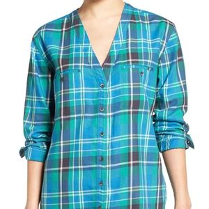 Treasure & Bond Blue Plaid Boyfriend Shirt NWT